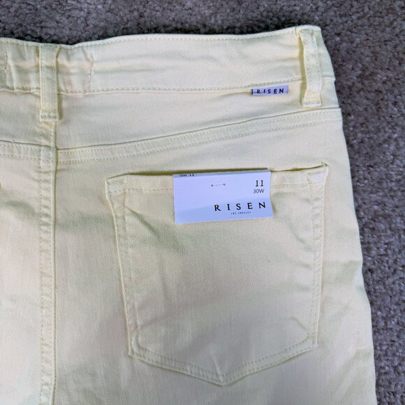 Risen Womens Raw Hem Wide Leg Jeans Yellow Sz 11 30 RDP5383 High Rise 32X32 E572 - Picture 11 of 16